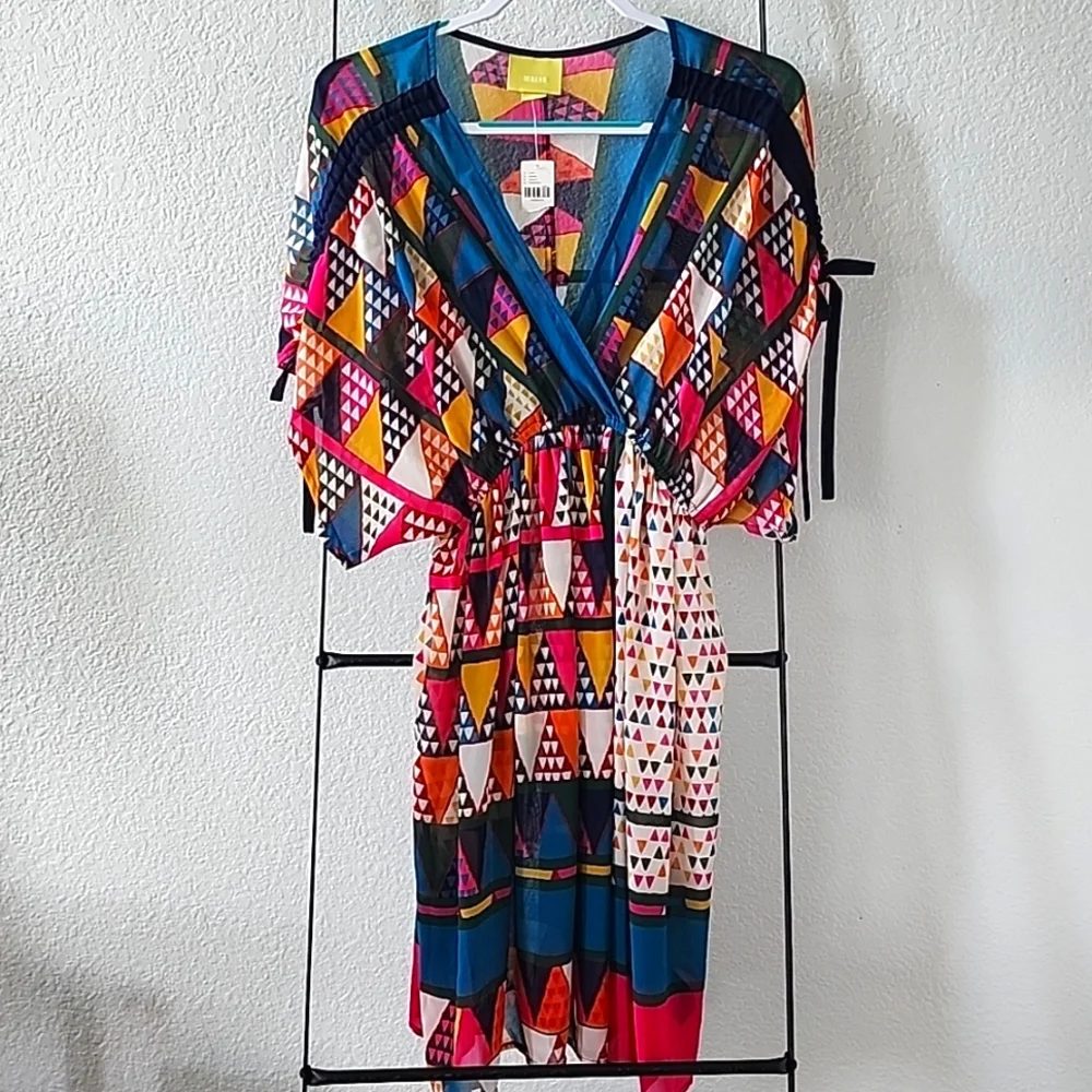 Anthropologie NWT Maeve Multicolor Geo-Printed Sheer Dress Size 6 - Picture 3 of 8